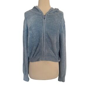 Jason Wu Women's Soft Baby Blue Cozy Terry Full Zip Up Hoodie SZ Medium